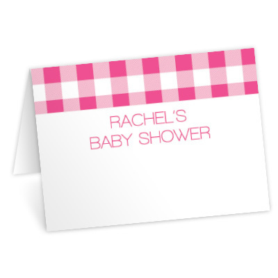 Pink Gingham Folded Place Cards